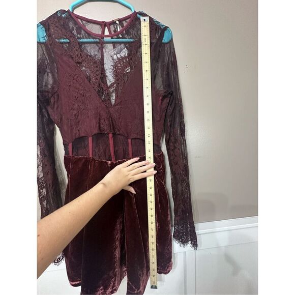 NWT Free People Marlie Garnet Lace Detailing Mini Burgundy Dress Women's XS - Picture 11 of 15